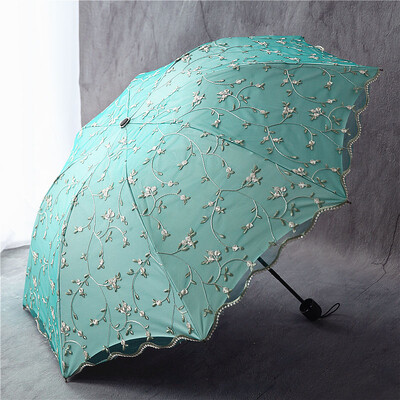 Sievietes salokāms lietussargs Retro dāmu mežģīņu lietussargs lietus sietiņš izšuvumi ziedi divslāņu saulessargi parapluie dāvana SY337