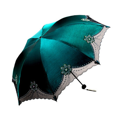 Vintage elegáns kínai virágok csipke napernyő 3 hajtható szélálló napvédő kültéri anti UV napernyő női napos esős napernyő