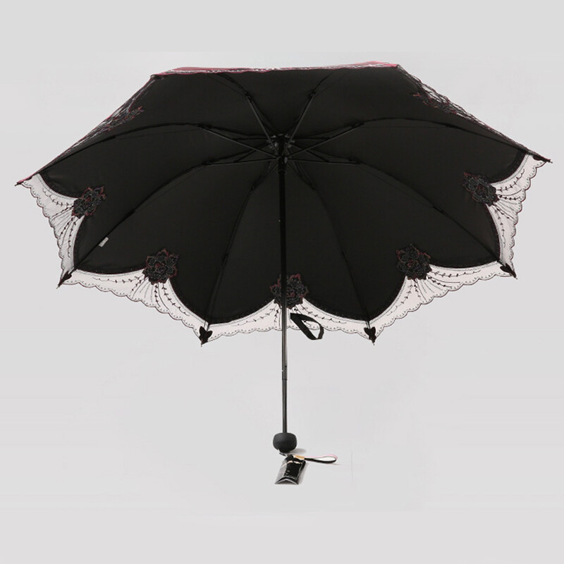 Vintage elegáns kínai virágok csipke napernyő 3 hajtható szélálló napvédő kültéri anti UV napernyő női napos esős napernyő