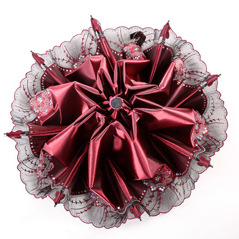 Vintage elegáns kínai virágok csipke napernyő 3 hajtható szélálló napvédő kültéri anti UV napernyő női napos esős napernyő