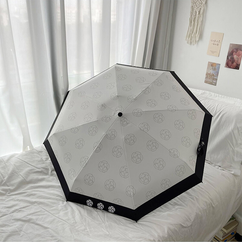 Λογότυπο Camellia Flower Automatic Ombrella Rain Women 3 αναδιπλούμενο Συμπαγές, ελαφρύ, ανθεκτικό στον άνεμο UV, ομπρέλα για επαγγελματικό δώρο