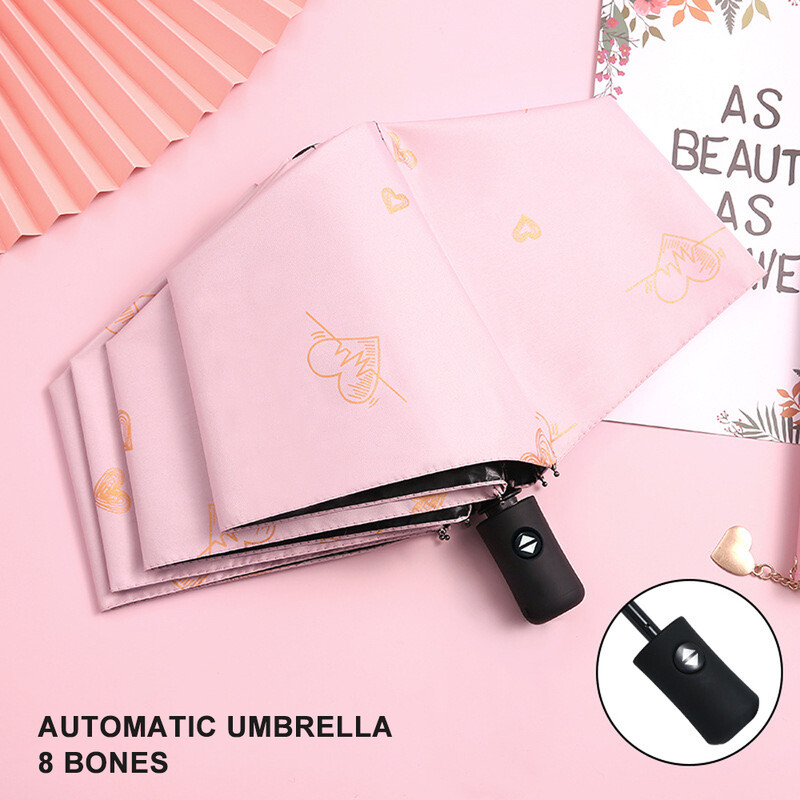 Automātiski salokāms lietussargs, vēja necaurlaidīgs vīriešu un sieviešu pastiprināts, biezināts biznesa lietussargs, saulains un lietains