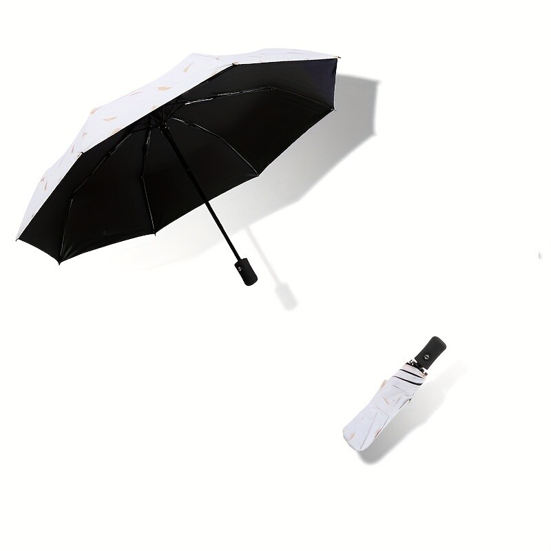 Umbrelă de soare de înaltă calitate, complet automată, de modă, bărbați, femei, lipici negru, umbrelă anti-UV, cu pene de aur, umbrelă însorită și ploioasă