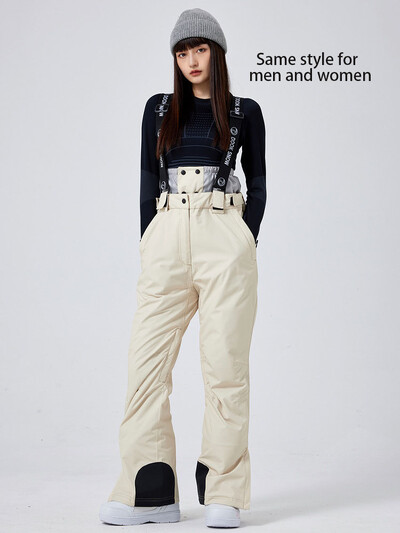 Pantaloni de schi 2025 pentru femei, iarna îngroșați, rezistenți la vânt, impermeabili, caldi, în aer liber, pentru schi, pentru snowboarding, pantaloni cu curele pentru zăpadă, bărbați