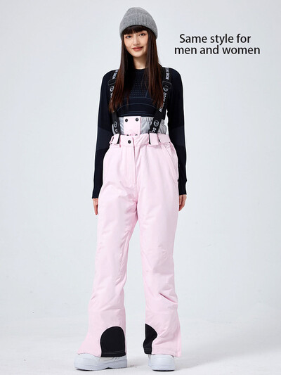 Pantaloni de schi 2025 pentru femei, iarna îngroșați, rezistenți la vânt, impermeabili, caldi, în aer liber, pentru schi, pentru snowboarding, pantaloni cu curele pentru zăpadă, bărbați
