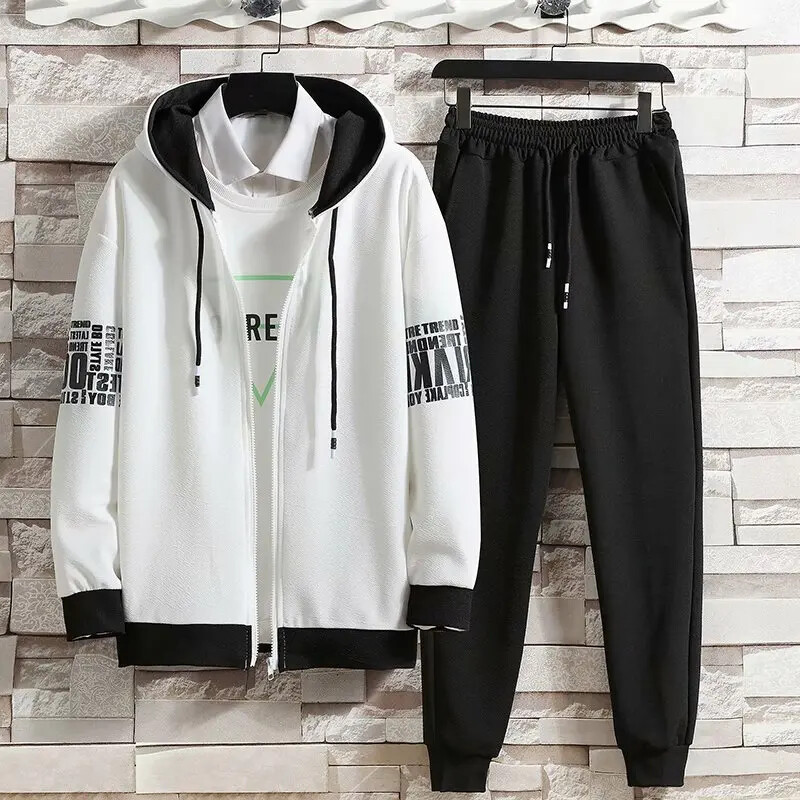 Nový pánsky športový overal na jar a jeseň 2023, módna mikina, trendy značkový pohodlný 2-dielny set, štýlový pánsky outfit