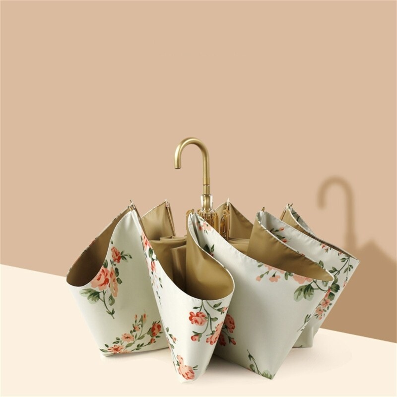 Umbrelă de epocă cu 8 nervuri, rezistentă la vânt, 3 umbrele pliabile, umbrelă anti-UV, pentru femei, cu protecție împotriva ploaielor, dropshipping