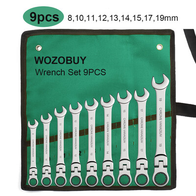 Set chei chei cu clichet 8-22 mm Inel angrenaj Set chei combinate cu clichet Cap flexibil metric cu sac de pânză