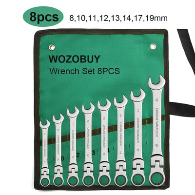 Set chei chei cu clichet 8-22 mm Inel angrenaj Set chei combinate cu clichet Cap flexibil metric cu sac de pânză