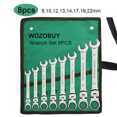 Set chei chei cu clichet 8-22 mm Inel angrenaj Set chei combinate cu clichet Cap flexibil metric cu sac de pânză