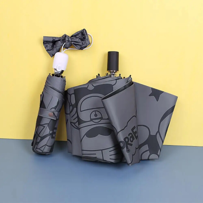 Automatický dáždnik s kreslenou mačkou, unisex, študentský čierny slnečník s veľkým dizajnom kosti, dvojaký skladací dáždnik, horúci výpredaj