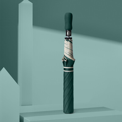 Accesorii de călătorie de lux de afaceri pentru bărbați, femei, umbrelă automată cu 8 coaste, pliabilă, rezistentă la vânt, umbrelă UV puternică, mâner din lemn