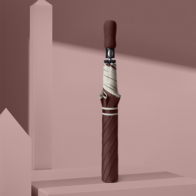 Accesorii de călătorie de lux de afaceri pentru bărbați, femei, umbrelă automată cu 8 coaste, pliabilă, rezistentă la vânt, umbrelă UV puternică, mâner din lemn