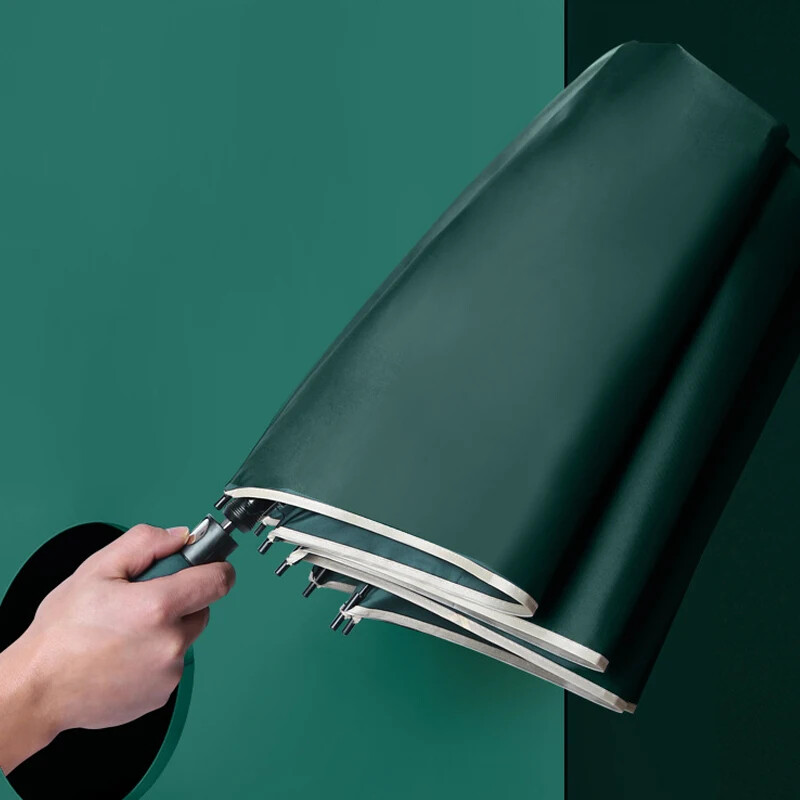 Accesorii de călătorie de lux de afaceri pentru bărbați, femei, umbrelă automată cu 8 coaste, pliabilă, rezistentă la vânt, umbrelă UV puternică, mâner din lemn