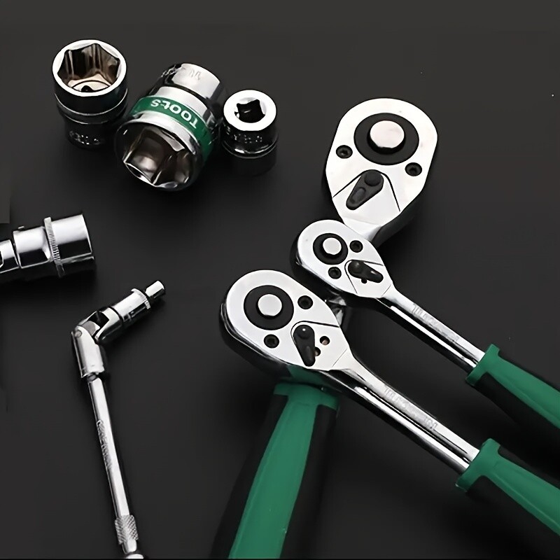 Σετ Υποδοχών Drive 1/4"-3/8"-1/2", CR-V Metric και Imperial Socket with Quick-Release Ratchet κλειδί, pro model 72 δόντια, Sockets