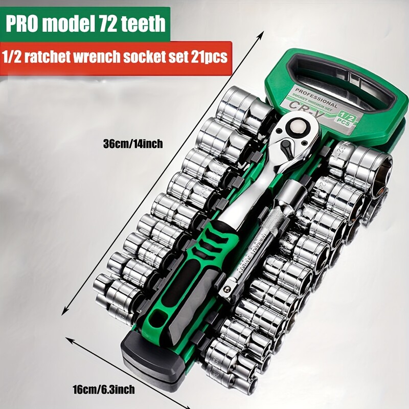 Σετ Υποδοχών Drive 1/4"-3/8"-1/2", CR-V Metric και Imperial Socket with Quick-Release Ratchet κλειδί, pro model 72 δόντια, Sockets
