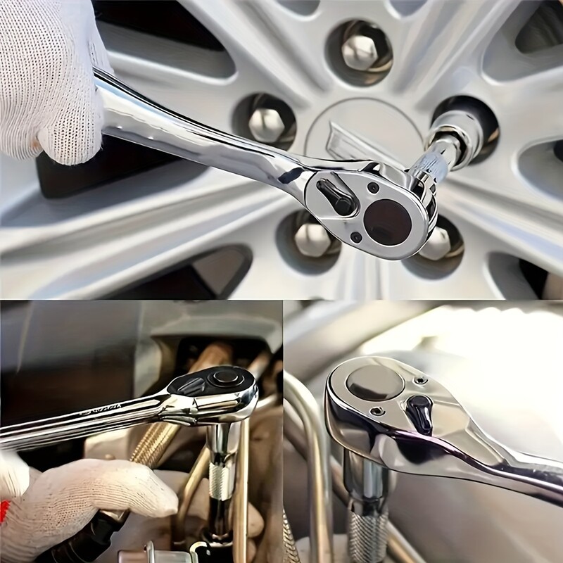 Σετ Υποδοχών Drive 1/4"-3/8"-1/2", CR-V Metric και Imperial Socket with Quick-Release Ratchet κλειδί, pro model 72 δόντια, Sockets