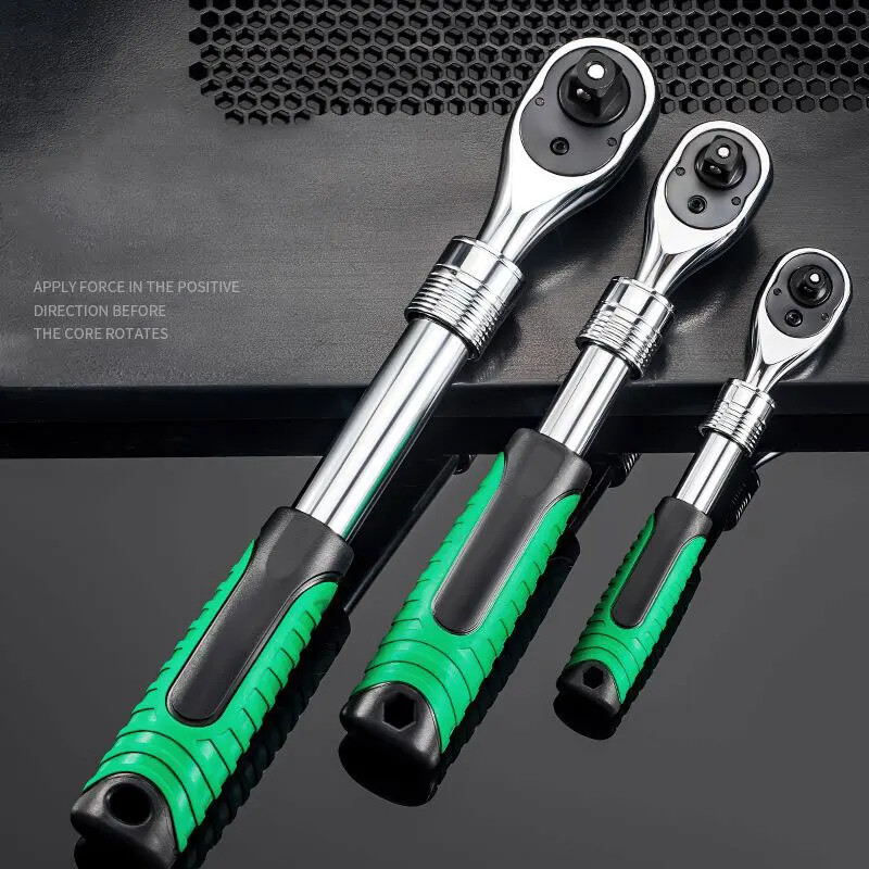 Račňový kľúč 1/4" 3/8" 1/2" palca, 72 zubov, predĺžovací teleskopický multifunkčný objímkový kľúč, doska s račňovou rukoväťou