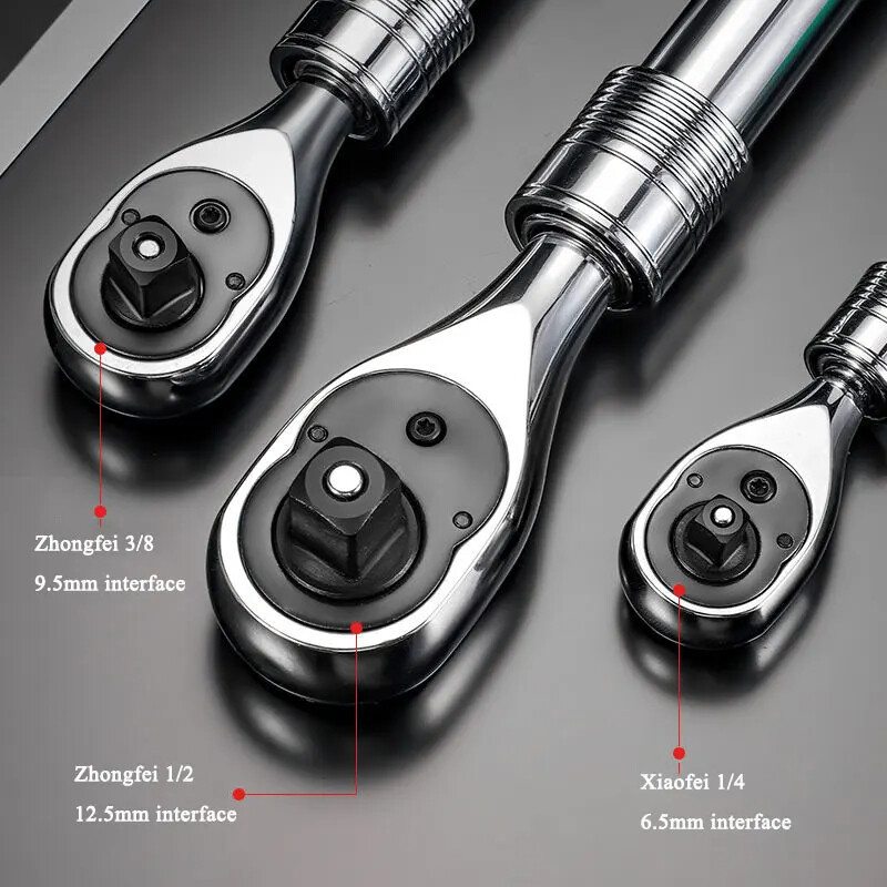 Račňový kľúč 1/4" 3/8" 1/2" palca, 72 zubov, predĺžovací teleskopický multifunkčný objímkový kľúč, doska s račňovou rukoväťou