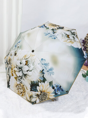 Fashion Flower Umbrella Αντιανεμική προστασία από την υπεριώδη ακτινοβολία 5 Πτυσσόμενη ομπρέλα φορητή ομπρέλα ταξιδιού βροχής γυναικεία ομπρέλα με τσέπη παιδική ομπρέλα