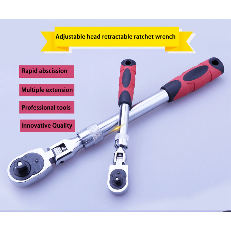 72 zobi 1/4 1/2 3/8 teleskopiskais sprūdrata uzgriežņu atslēgas automātiska ātrās atbrīvošanas regulējama 90 grādu leņķī sastatņu roktura sprūdrata uzgriežņu atslēgu komplekts