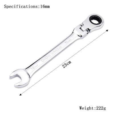Sada račňových kľúčov, ručné náradie, 72-zubový račňový kľúč, flexibilná hlava, zrkadlový povrch, 6 mm – 27 mm, auto a domáce opravy, 1 ks.
