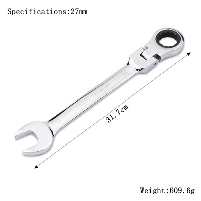 Sada račňových kľúčov, ručné náradie, 72-zubový račňový kľúč, flexibilná hlava, zrkadlový povrch, 6 mm – 27 mm, auto a domáce opravy, 1 ks.