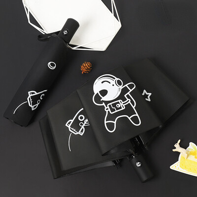 Umbrelă complet automată Protecție solară Umbrelă de soare anti-UV Umbrelă de ploaie cu trei ori desene animate Umbrelă pliabilă Umbrelă de soare