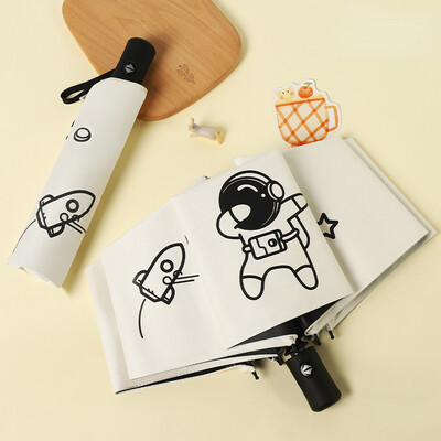 Umbrelă complet automată Protecție solară Umbrelă de soare anti-UV Umbrelă de ploaie cu trei ori desene animate Umbrelă pliabilă Umbrelă de soare