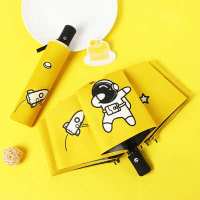 Umbrelă complet automată Protecție solară Umbrelă de soare anti-UV Umbrelă de ploaie cu trei ori desene animate Umbrelă pliabilă Umbrelă de soare