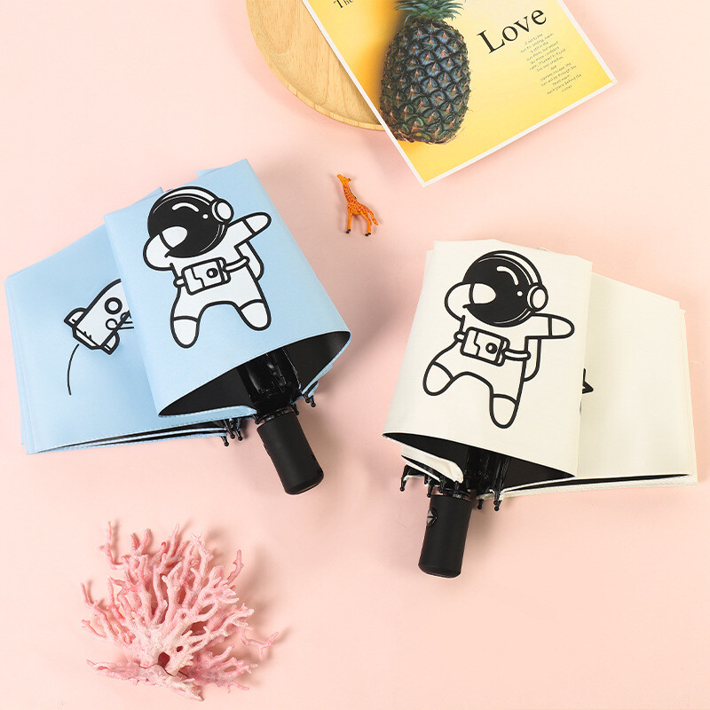 Umbrelă complet automată Protecție solară Umbrelă de soare anti-UV Umbrelă de ploaie cu trei ori desene animate Umbrelă pliabilă Umbrelă de soare