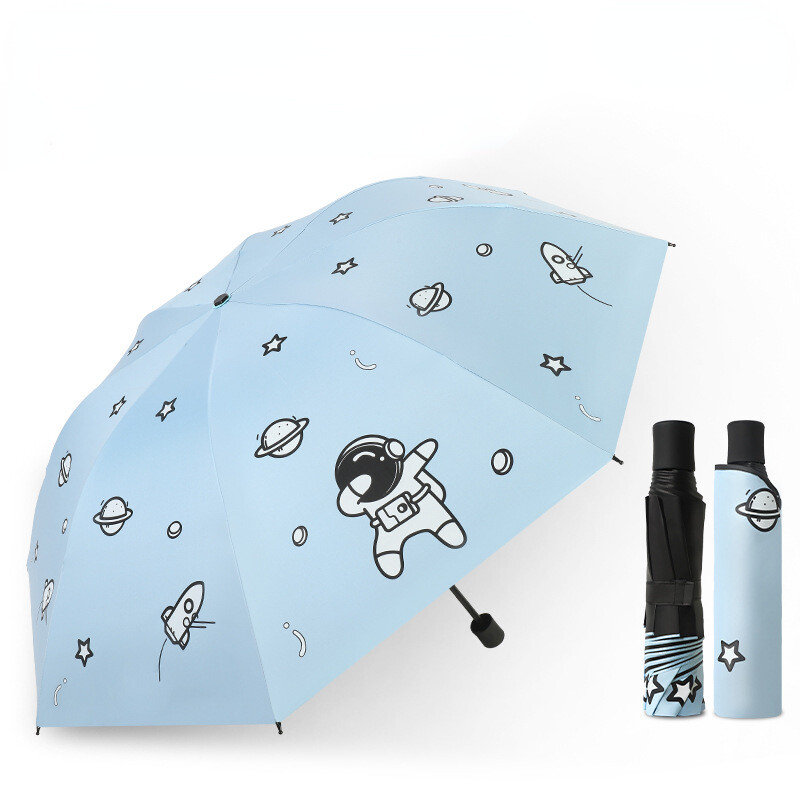 Umbrelă complet automată Protecție solară Umbrelă de soare anti-UV Umbrelă de ploaie cu trei ori desene animate Umbrelă pliabilă Umbrelă de soare