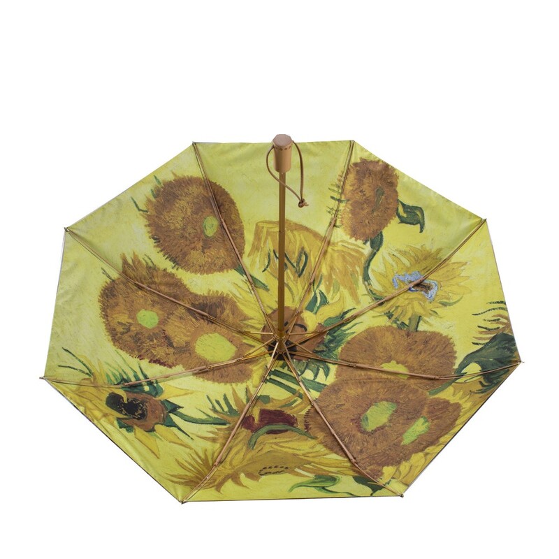 Pictură în ulei Van Gogh Umbrelă automată Umbrelă mică de vinil proaspătă Pictură în ulei Rezistent automat la vânt Rezistent la vânt Pliere la soare