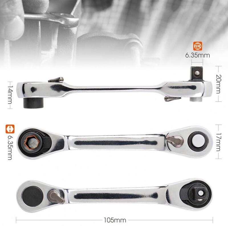 Mini 1/4 inch dublu capete rapid cheie cu clichet tijă șurubelniță instrument Bit Conține 1 x clichet mâner cheie piese pentru instrument