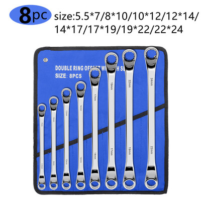 Σετ κλειδιών Offset Box End, 45# Carbon Steel Metric 45-Degree, HRC38-45 Μακριά κλειδιά διπλού δαχτυλιδιού κλειδιού με κυλιόμενη θήκη