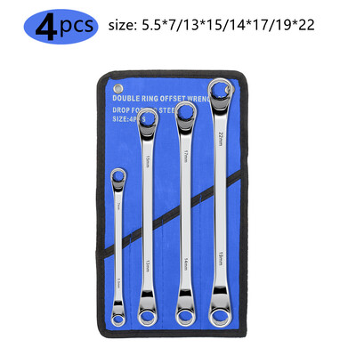 Σετ κλειδιών Offset Box End, 45# Carbon Steel Metric 45-Degree, HRC38-45 Μακριά κλειδιά διπλού δαχτυλιδιού κλειδιού με κυλιόμενη θήκη