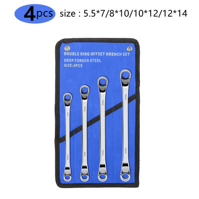 Σετ κλειδιών Offset Box End, 45# Carbon Steel Metric 45-Degree, HRC38-45 Μακριά κλειδιά διπλού δαχτυλιδιού κλειδιού με κυλιόμενη θήκη