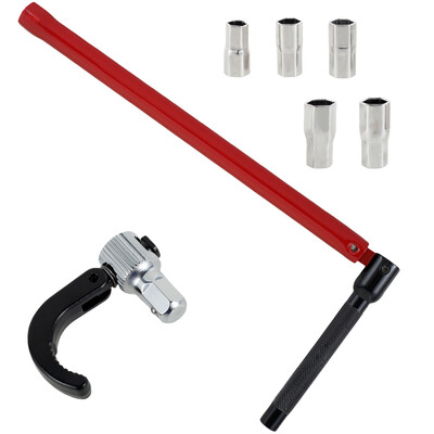 Jaucējkrāna uzgriežņu atslēga ar ligzdām Oglekļa tērauda santehniķa uzgriežņu atslēga Izturīga krāna aizmugures uzgriežņu atslēga Krāna uzgriežņu atslēga Instalācijas labošanas rīks Rokas rīks