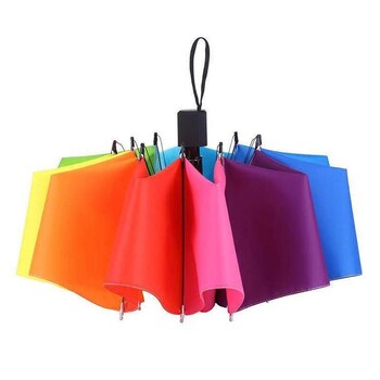 Fashion Rainbow Umbrella Τριών Πτυσσόμενη Ομπρέλα Μακρύ Λαβή Αυτόματη Πτυσσόμενη Ευθεία Ανθεκτική Ομπρέλα