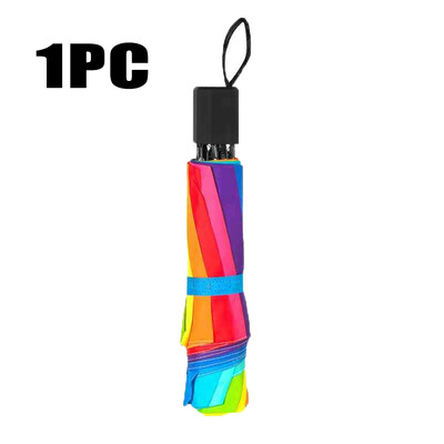 Moodne Rainbow vihmavari, kolme volditav vihmavari, pika käepidemega automaatne tuulekindel kokkupandav sirge vihmavari