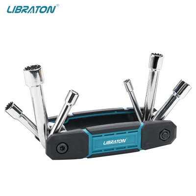 LIBRATON 12-ühes kokkuklapitavad mutrikeerajate komplekt, METRIC- ja SAE-suurusega kuuskantmutrikeeraja komplekt, kuuskantmutrikeeraja komplekt (Cr-V) võlli mutrikeeraja komplekt