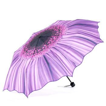 Sunflower Creative Umbrella Τρεις πτυσσόμενες ομπρέλες Rain Sun Women Anti-UV Sunshade Ομπρέλα ομπρέλας