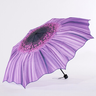 Sunflower Creative Umbrella Τρεις πτυσσόμενες ομπρέλες Rain Sun Women Anti-UV Sunshade Ομπρέλα ομπρέλας