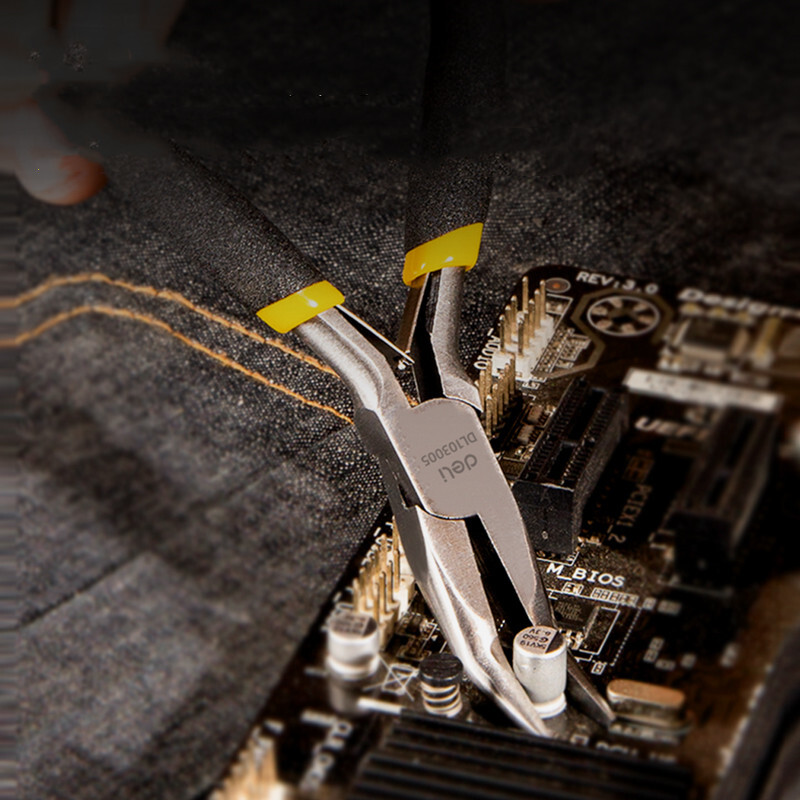 Deli 1Gb Mini knaibles Stiepļu griezējs Spīlējošs Stiepļu gofrēšanas rīks Kabeļu griezēji Gara deguna knaibles rotaslietu izgatavošanas instrumentiem