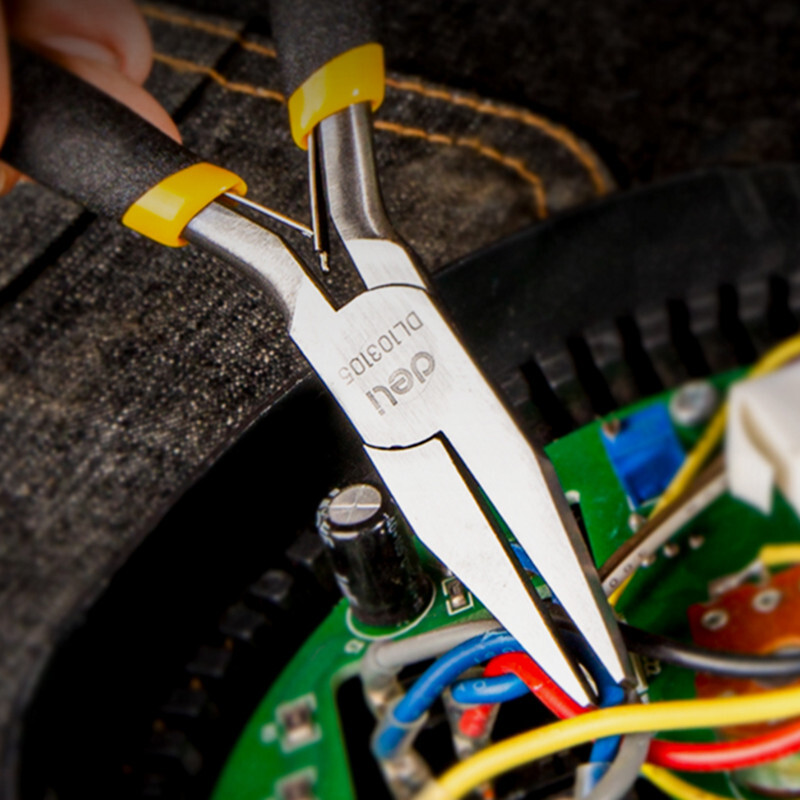 Deli 1Gb Mini knaibles Stiepļu griezējs Spīlējošs Stiepļu gofrēšanas rīks Kabeļu griezēji Gara deguna knaibles rotaslietu izgatavošanas instrumentiem