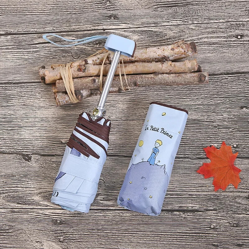 Tuulekindel UV-vastane kokkupandav vihmavari Väike prints vihmavari Mini tasku vihmavarjud must kate Tüdruku väikesed vihmavarjud Protable