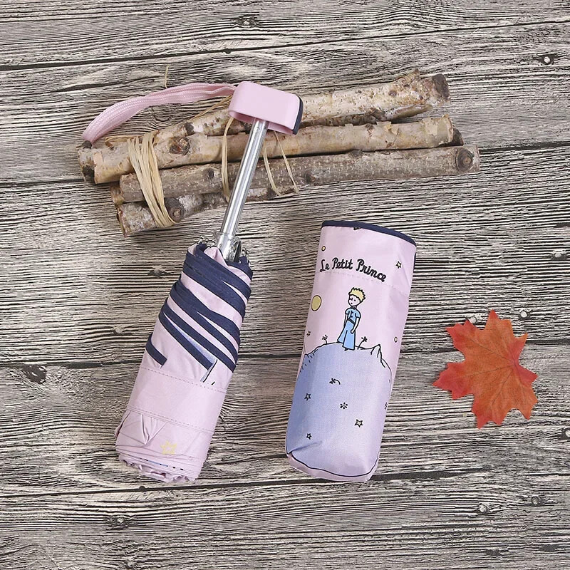 Tuulekindel UV-vastane kokkupandav vihmavari Väike prints vihmavari Mini tasku vihmavarjud must kate Tüdruku väikesed vihmavarjud Protable