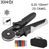 Sešstūra stieples spailes uzgaļu presēšanas rīks, HSC8 10-6A pašregulējošas sprūdrata presēšanas knaibles, elektriķa instrumenti AWG 23-7