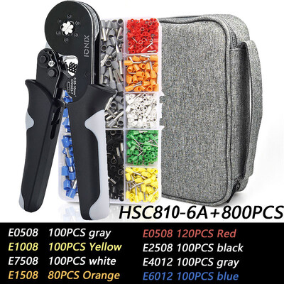 Sešstūra stieples spailes uzgaļu presēšanas rīks, HSC8 10-6A pašregulējošas sprūdrata presēšanas knaibles, elektriķa instrumenti AWG 23-7