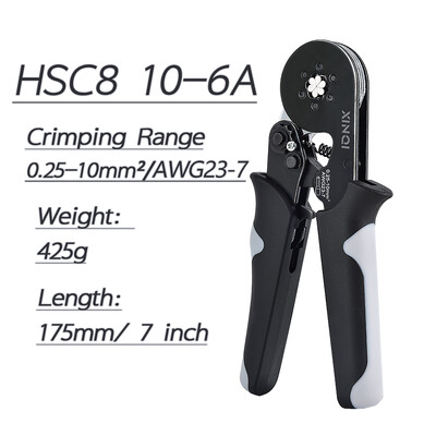 Sešstūra stieples spailes uzgaļu presēšanas rīks, HSC8 10-6A pašregulējošas sprūdrata presēšanas knaibles, elektriķa instrumenti AWG 23-7
